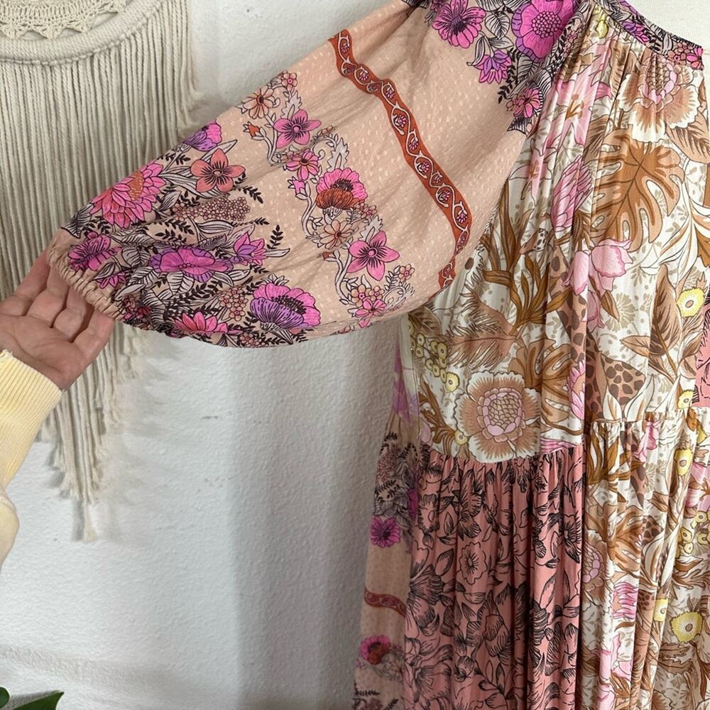Spell & The Gypsy patchwork Floral Bohemian Maxi Dress large - Picture 3 of 8